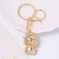 Rhinestone Red Ox Keychain Gold Metal Lucky Bull Charm view 4