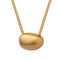 Gold Hollow Bean Pendant Cable Chain Collarbone Necklace view 5