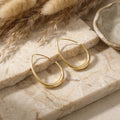 Gold and Silver Open Teardrop Medium Hoop Earrings view 6