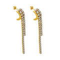 Double Row Zircon Tassel Drop Earrings Gold Or Steel view 5