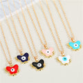Gold Tone Butterfly Frame Evil Eye Pendant Necklaces in Six Colors view 1