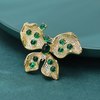 Green Crystal Butterfly brooch shown from the front