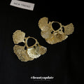 Gold Tone Butterfly Wing Hoop Earrings with Fine Openwork Texture view 2