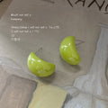 Glossy Lime Green Irregular Pebble Resin Stud Earrings For Women view 1