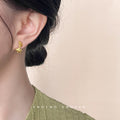 Matte Gold Koi Carp Fish Stud Earrings Textured Pair view 2