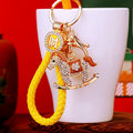 Gold Tone Crystal Rocking Horse Keychains with Braided Straps view 3