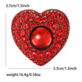 Crystal Heart Brooch With A Domed Pearl-Like Center Surrounded By Dense Crystals view 5