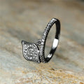 Silver Tone Crystal Eye Dangle Ring With Clear Stone Band view 5