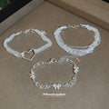 Silver Multi-Chain Heart And Bow Filigree Bracelets view 4