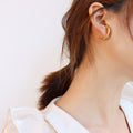 Gold And Steel Crescent Moon Tube Stud Earrings Pair view 6