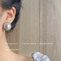 Antique Gold Twisted Rope Round White Pearl Stud Earrings view 2