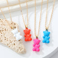Gold Tone Gummy Bear Pendant Necklaces in Six Candy Colors view 1