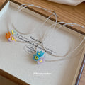 Layered Beaded Floral Pendant Necklaces in Two Colorways view 2