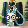Jeweled Glasses Rabbit Keychains in Six Colors with Braided Loops view 10