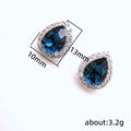 Blue and Green Teardrop Halo Crystal Stud Earrings view 5