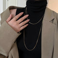 Double Layer Snake Chain Long Necklace Gold Silver view 4