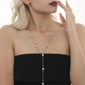 Y Shape Pearl Station Lariat Necklace Gold And Steel Tone view 4
