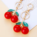 Double Red Cherry Keychain with Plain Red Cord and Fortune Loop Options view 3