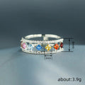 Silver Multicolor Rhombus Dual Band Ring Sizes 6-10 view 4