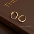 Gold Polished Oval Hinged Hoop Earrings Thick Front view 4