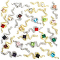 Wavy Snake Square Crystal Metal Charms, 22 Colorways view 3