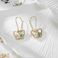 Gold Tone Small Butterfly Pressed Flower Drop Earrings in Seven Designs view 9