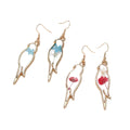 Gold Bird Outline Dried Flower Resin Dangle Earrings 2 Colors view 5