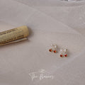 Gold Crystal Bow Mini Red Cherry Stud Earrings Pair view 3