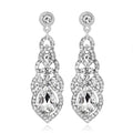 Silver Tone Teardrop Crystal Tassel Tassel Crystal Four Designs Metal Dangle Earrings view 1