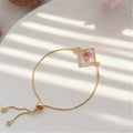 Gold Geometric Pink Flower Resin Adjustable Bracelets 9 Styles view 10