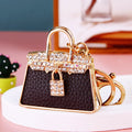 Jeweled Leather Handbag Keychains in Five Colors with Braided and Plain Loops view 8