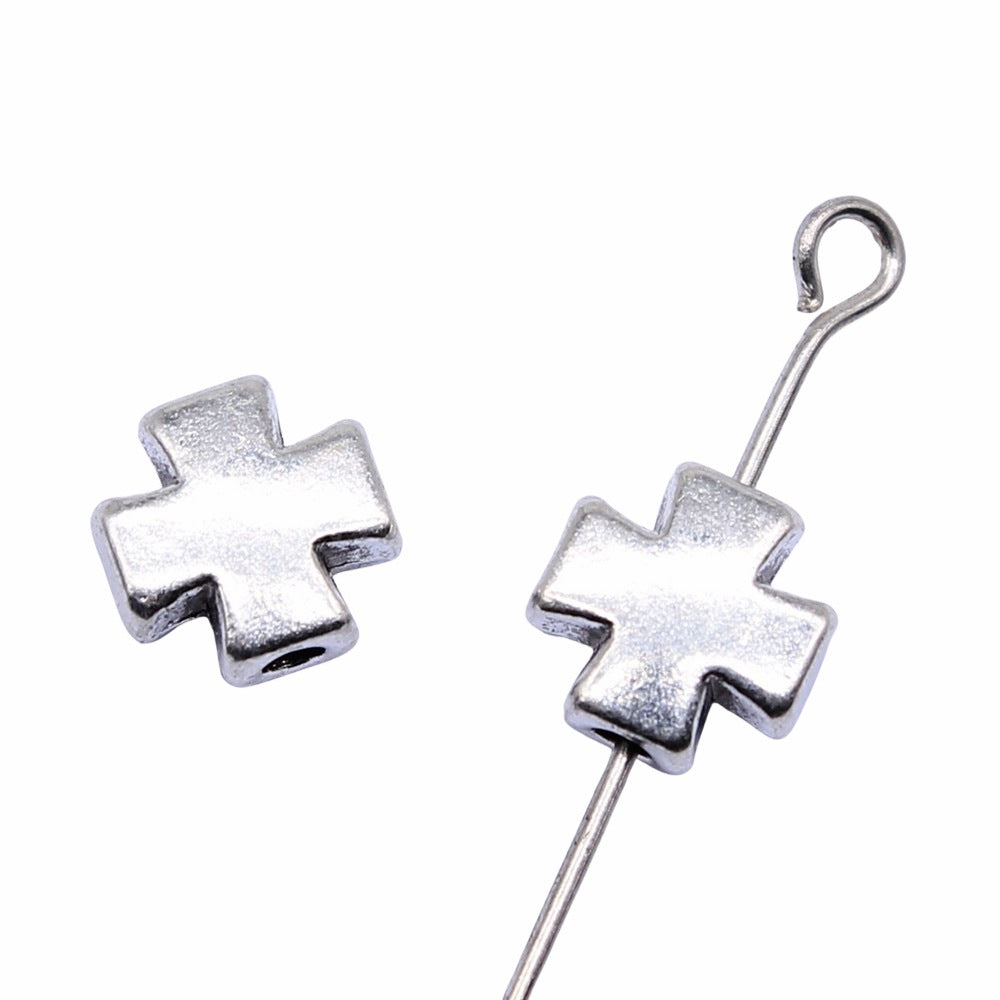 8x8mm 0.8g Multicolor Zinc Alloy Cross Spacer Beads for Bracelet Necklace DIY Jewelry Making