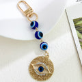 Gold-Tone Evil Eye Bead Chain Keychain With Rhinestone Charm view 3