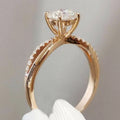 Rose Gold Round Clear CZ Split Shank Solitaire Ring view 3