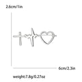 Heartbeat Line Brooch Cross Wave Open Heart Metal Pin view 6