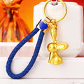 Gold Rabbit and Carrot Keychains with Nine Braided Loops and One Plain Style view 4
