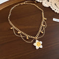 Gold Enamel Flower Necklace Bracelet And Earring Pieces view 6