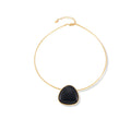 Gold Snake Chain Black Triangle Agate Pendant Necklace view 5