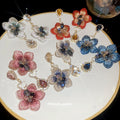 Floral Crystal Drop Earrings In Four Color Designs view 1