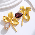 Gold Tone Four Leaf Clover Crystal Two Designs Metal Brooch Pin view 4