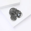 Antique Silver Shell Brooch With Gray Pearl Accent view 4