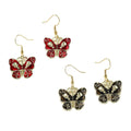 Gothic Red or Black Butterfly Drop Earrings with Stainless Ear Wires view 5