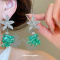 Crystal Starfish and Grape Cluster Drop Stud Earrings view 3