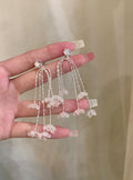 Pastel Bell Flower Chain Drop Earrings in Two Colors view 6