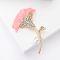Crystal Carnation Stem Brooch in Four Petal Colors view 3