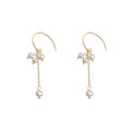 Gold Pearl Cluster Drop Earrings Chain Tassel Dangle view 5