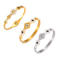 Evil Eye Rhombus And Tree Of Life Gold Steel Bangle Bracelets view 5