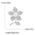 Pearl and Crystal Five Petal Flower Brooch in Two Metal Tones view 5