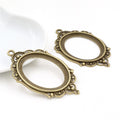 Ornate Oval Cabochon Pendant Trays with Double Loops view 3