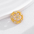 Gold Tone Silver Tone Flower Openwork Crystal Metal Brooch Pin view 5